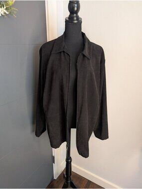 Joanna Black Stretch Sueded Zip Up Jacket - XL